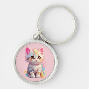 Porte-clés Cute rose jaune Kawaii Kitten