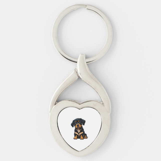 Porte-clés Cute Rottweiler - Cadeaux pour les propriétaires d (Devant)