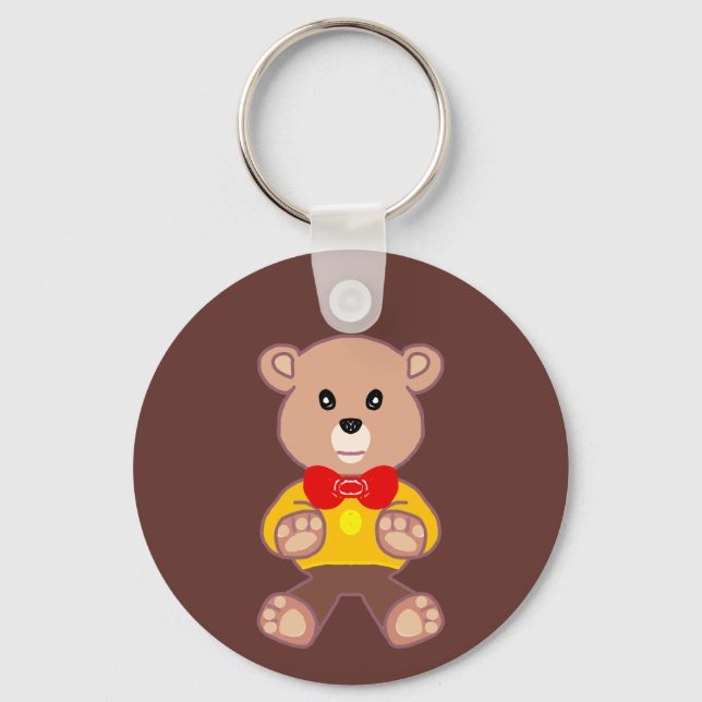 Porte-clés Cute rouge Bowtie Beige Teddy Ours Brown (Recto)