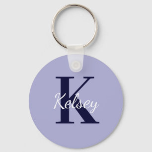 Porte-clés Cute Simple Purple Monogram Initial First Name