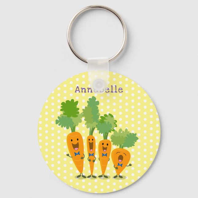 Porte-clés Cute singing carrot quartet cartoon illustration (Recto)