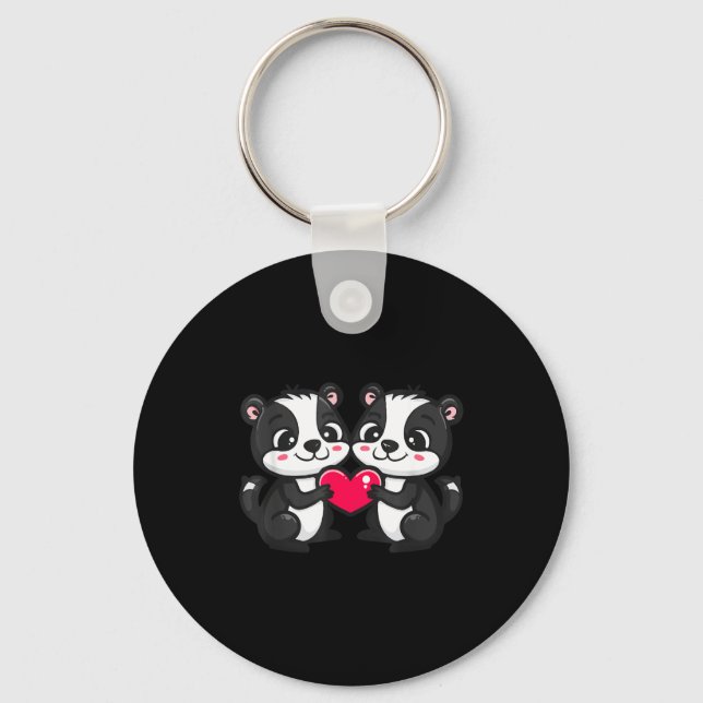 Porte-clés Cute Skunk In Love Couple Heart _ Valentines Day  (Recto)