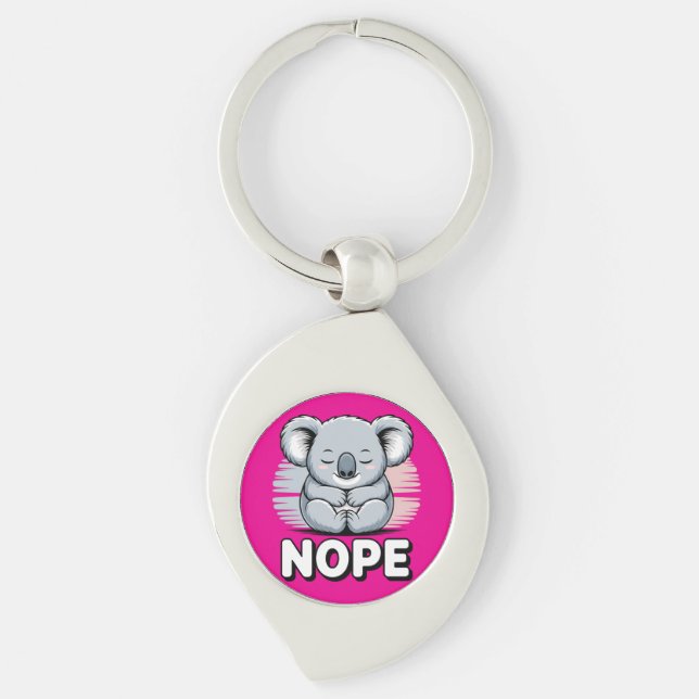 Porte-clés Cute Sleeping Koala “Nope” Funny Cartoon (Devant)