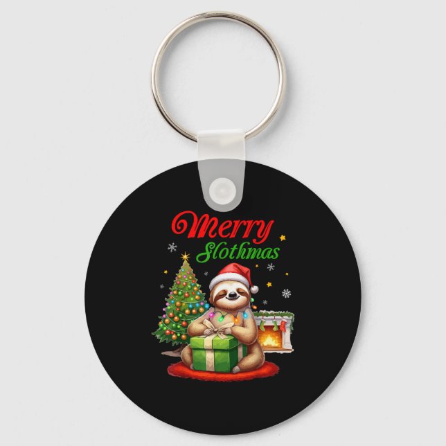 Porte-clés Cute Sloth Santa Christmas Merry Slothmas Slo Ho H (Recto)