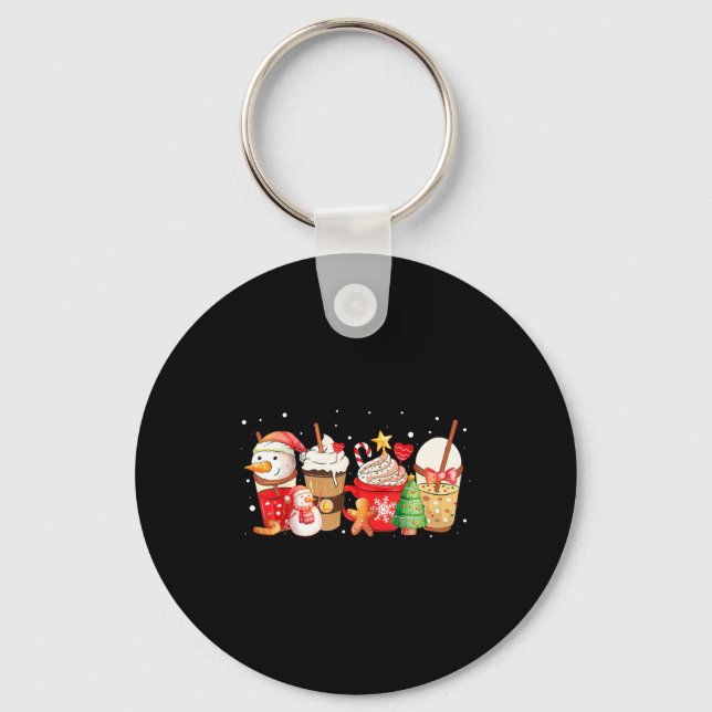 Porte-clés Cute Snowman Coffee Lover Latte Gingerbread Funny  (Recto)