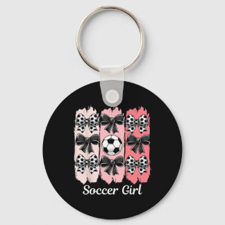 Porte-clés Cute Soccer Girl Coquette Bow Soccer Girl Soccer B