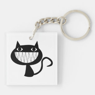 Porte-clés Cute souriant Chat noir Halloween Porte - clé
