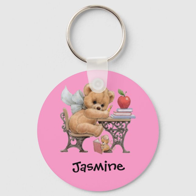 Porte-clés Cute Teddy Bear Personalized Name Gift (Recto)