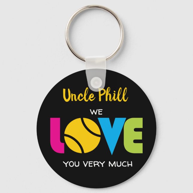 Porte-clés Cute Tennis  LOVE - custom text Round  Keychain (Recto)