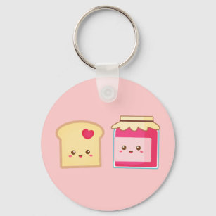 Porte-clés Cute Toast et confiture de fraise Étendre l'amour