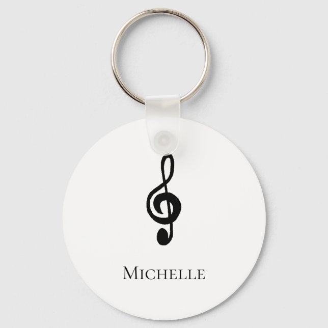 Porte-clés Cute Treble Clef Musical Black White  (Recto)