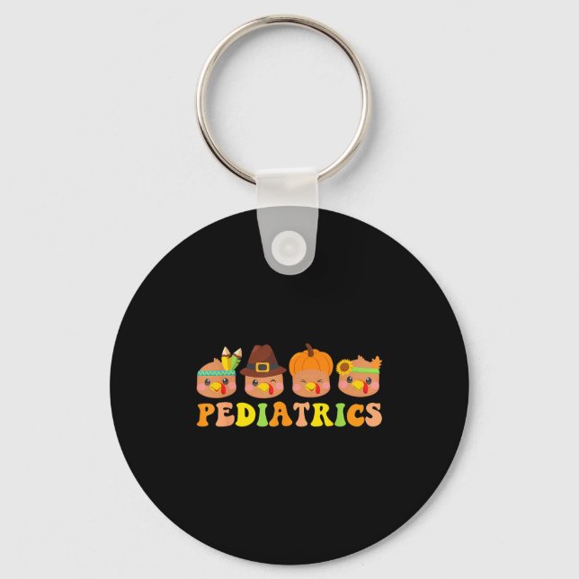 Porte-clés Cute Turkeys Pediatrics Pumpkin Thanksgiving Fall  (Recto)