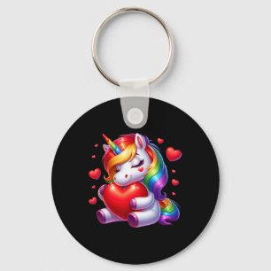 Porte-clés Cute Unicorn Avec Coeur Valentines Day Pour Les Fi
