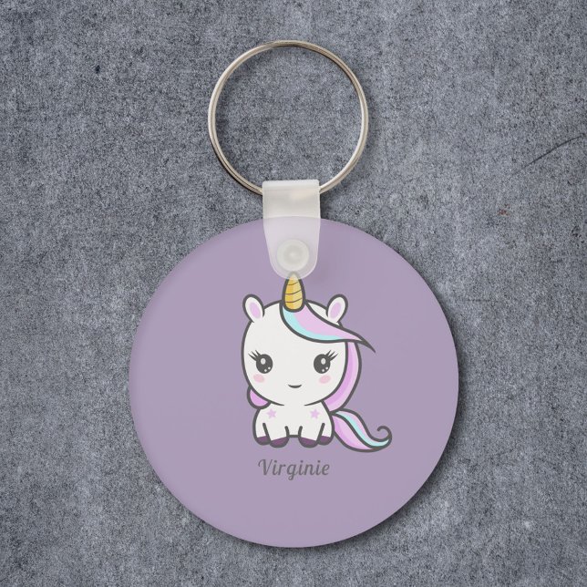 Porte-clés Cute Unicorn violet Porte - clé (Cute Unicorn Purple Keychain)