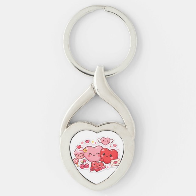 Porte-clés Cute Valentine’s Day Heart Keychain – Perfect gift (Devant)