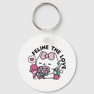 Porte-clés Cute Valentine's Cat Design - Feline the Love