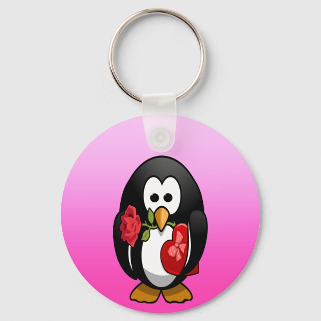 Porte-clés Cute Valentine's Day Penguin Funny Cartoon (Recto)