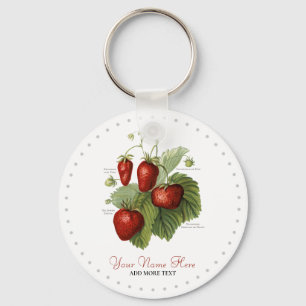 Porte-clés Cute Vintage fraise Variétés Ajouter Votre Nom
