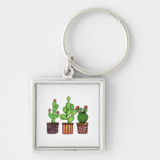 Porte-clés Cute Watercolor Cactus (Devant)