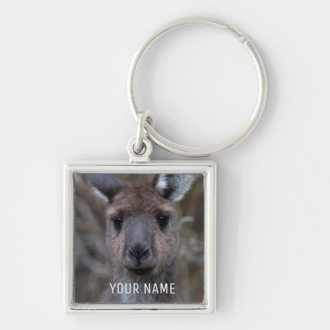 Porte-clés Cute Western Grey Kangaroo Face Australie (Devant)