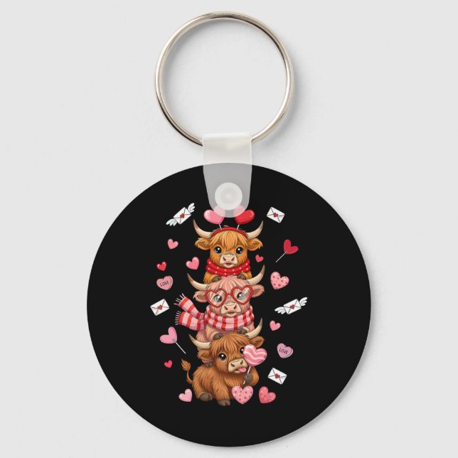 Porte-clés Cute Western Valentine Cows With Hearts  (Recto)