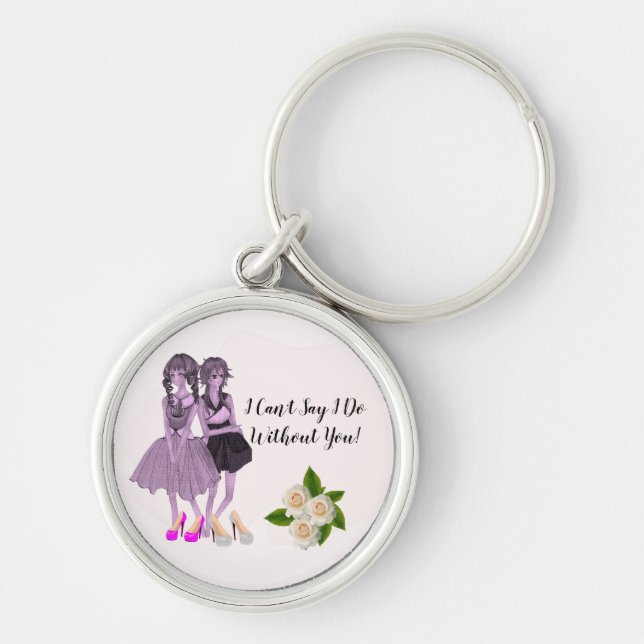 Porte-clés Cute White Roses Bridesmaid Key Ring (Devant)