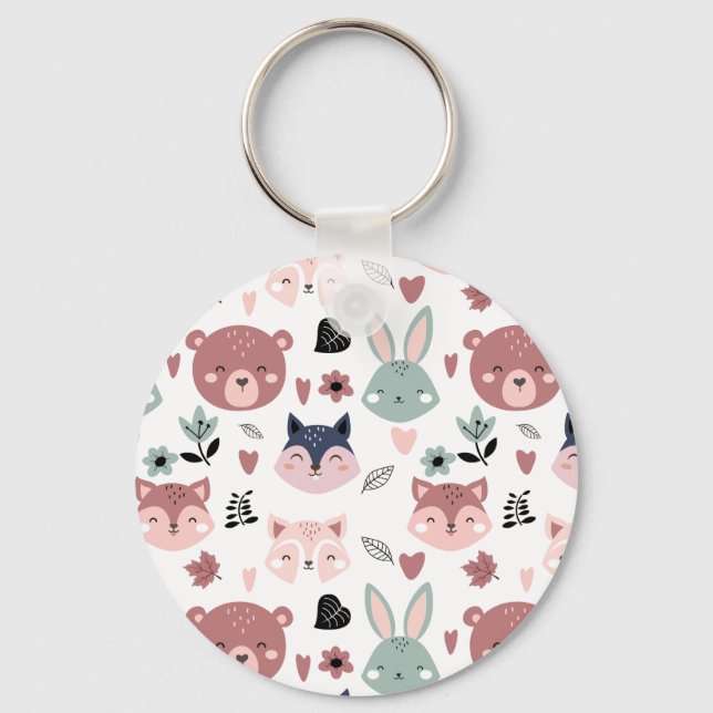 Porte-clés Cute Woodland Animals Forest Friends Nursery (Recto)