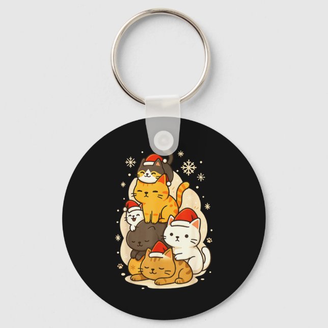 Porte-clés Cute Xmas Kawaii Cats Neko Funny Kitten Lover Anim (Recto)