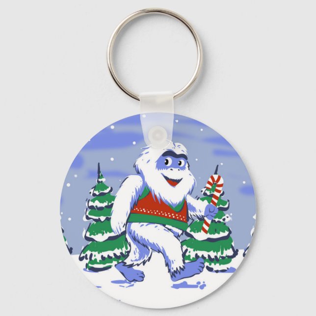 Porte-clés Cute yeti christmas in forest (Recto)