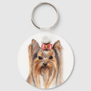 Porte-clés Cute Yorkshire Terrier Chien Chien Chien Peint Por