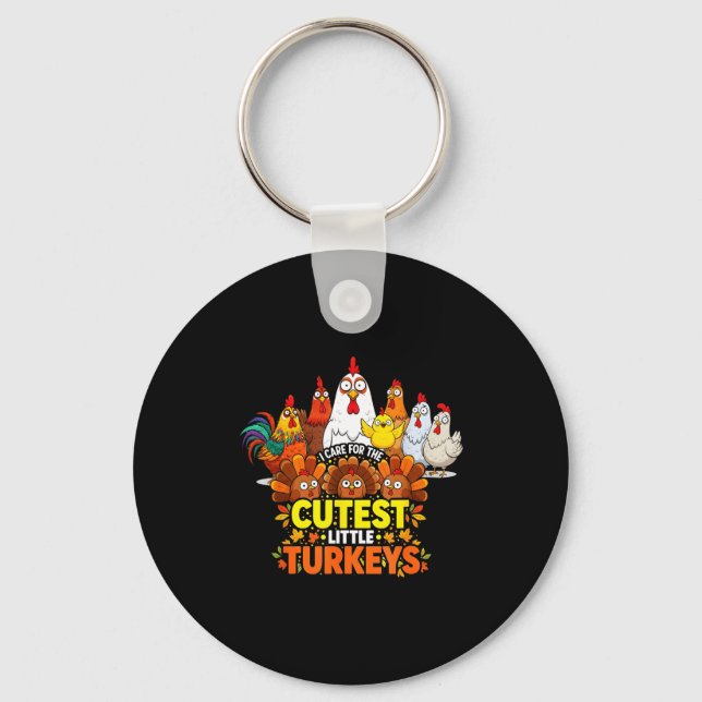 Porte-clés Cutest Little Turkeys Funny Thanksgiving Teacher D (Recto)