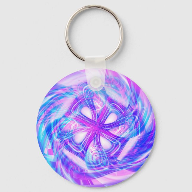 Porte-clés Cyber rose et bleu (Recto)