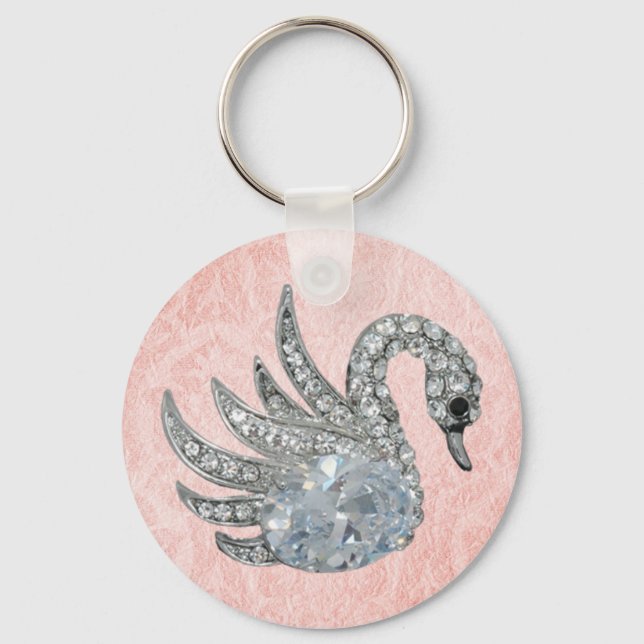 Porte-clés Cygne Bijou Rose (017-003) (Recto)