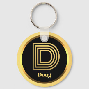 Porte-clés D Gold Monogrammed Letter Personalised