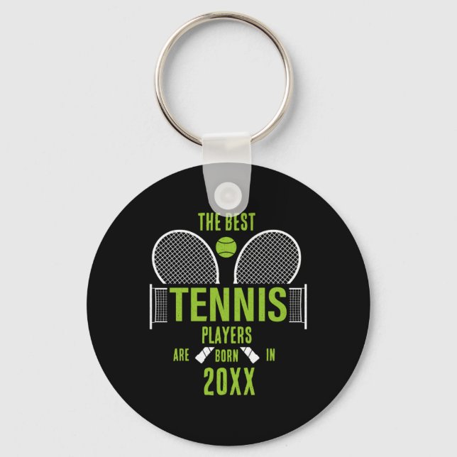 Porte-clés D Tennis Année de naissance Nom Anniversaire  (Recto)