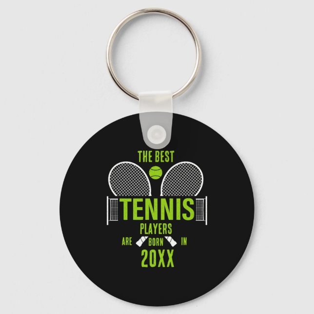 Porte-clés D Tennis Année de naissance Nom Anniversaire  (Recto)