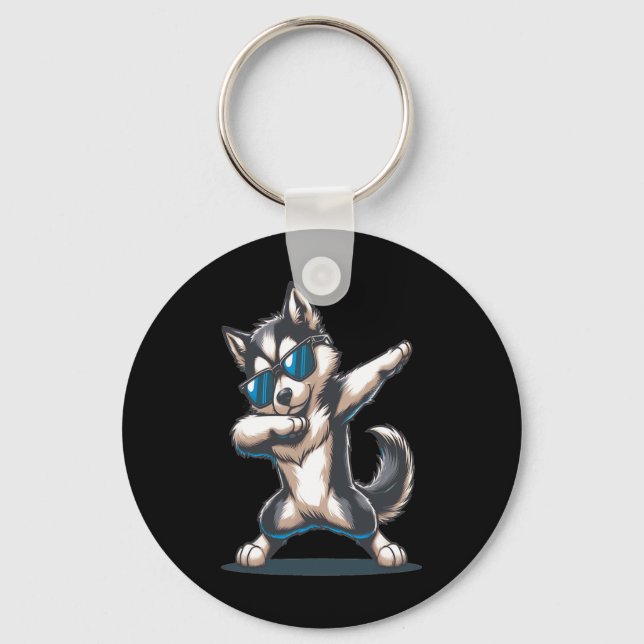 Porte-clés Dab Alaskan Klee Kai Danser Dabbing Chien (Recto)