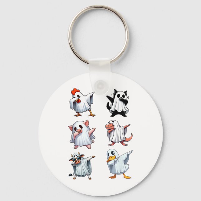 Porte-clés Dabbing Animaux Ferme Halloween Ghost Costume drôl (Recto)