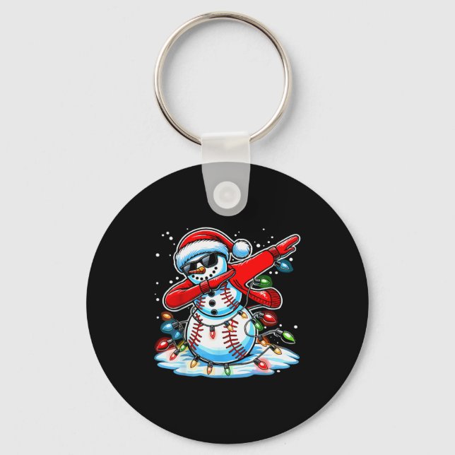 Porte-clés Dabbing Christmas Baseball Snowman Boys Baseball W (Recto)