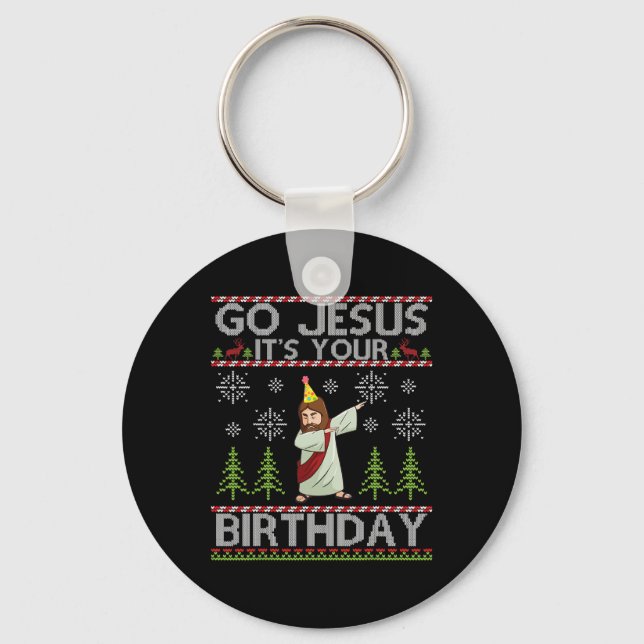 Porte-clés Dabbing Go Jesus C'est ton anniversaire Joyeux Noë (Recto)