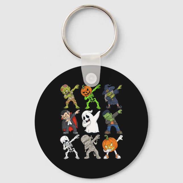 Porte-clés Dabbing Halloween Squelette Zombie Citrouille effr (Recto)