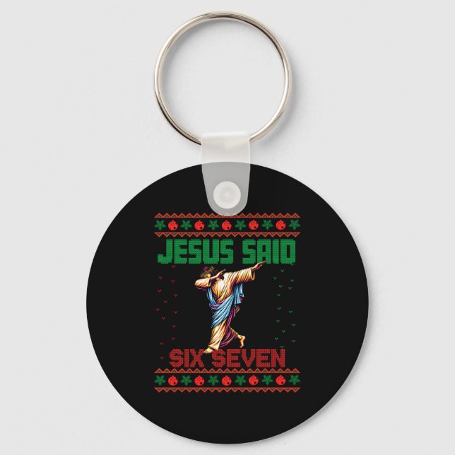 Porte-clés Dabbing Santa dit Six Seven 67 Meme Ugly Christma (Recto)