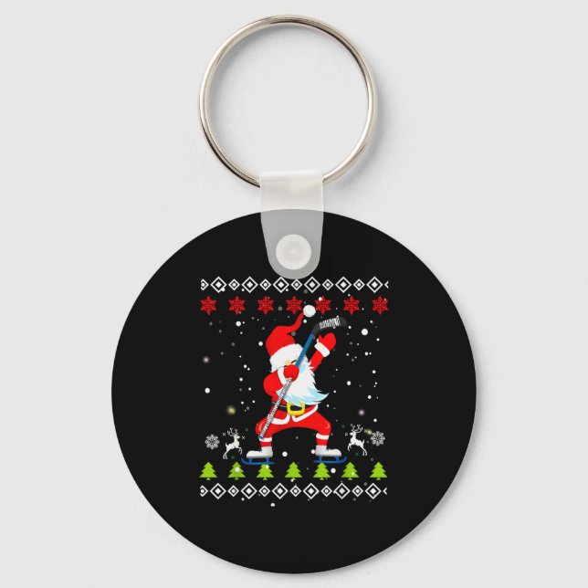 Porte-clés Dabbing Santa Hockey Ugly Christmas Sweater Xmas  (Recto)