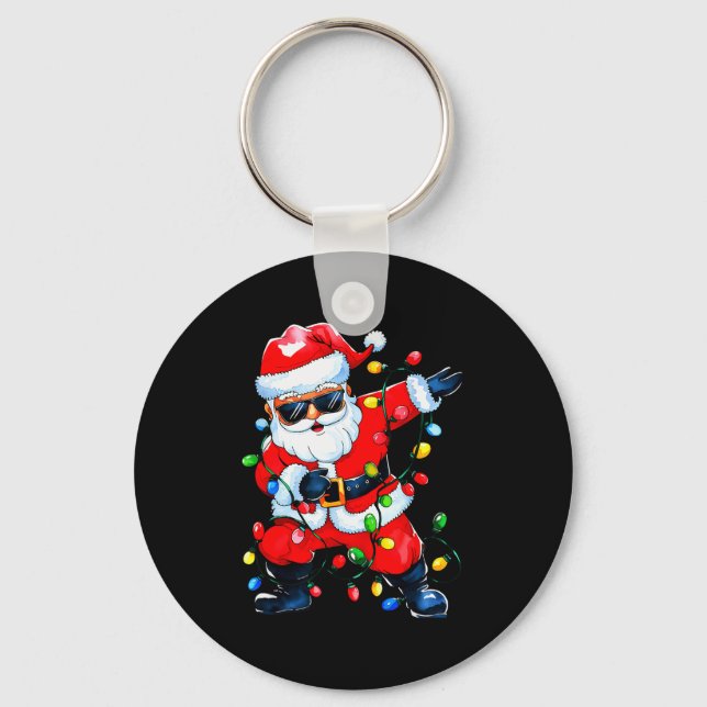 Porte-clés Dabbing Santa Xmas Light Girls Boys Kids Funny Chr (Recto)