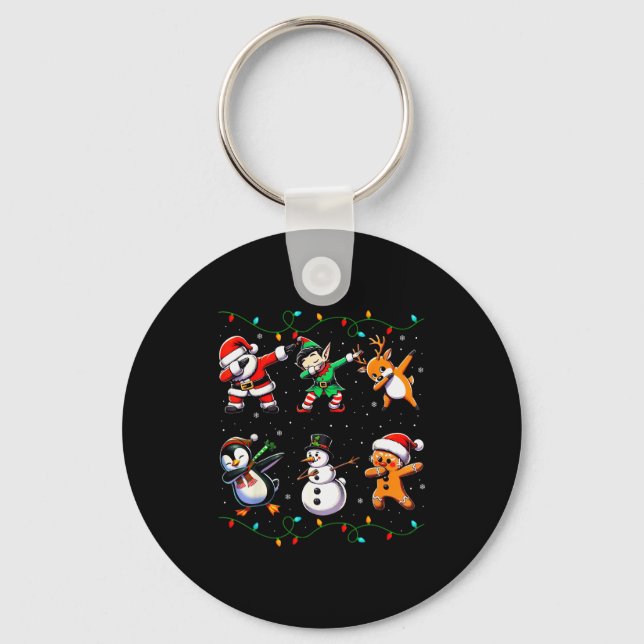 Porte-clés Dabbing Santa Xmas Lights Kids Girls Boys Christma (Recto)