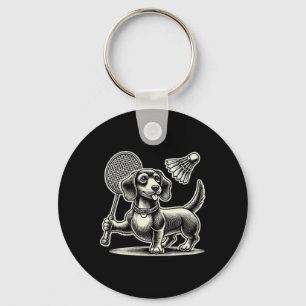 Porte-clés Dachshund Chien Badminton Joueur Navette Hommes Fe