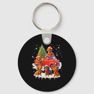 Porte-clés Dachshund Chien Camion Rouge Arbre de Noël Père No