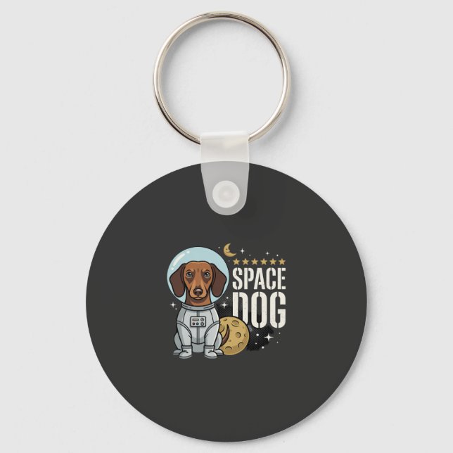 Porte-clés Dachshund Chien Spatial Astronaute Vecteur (Recto)