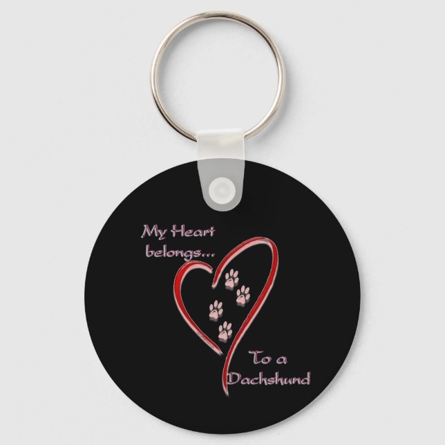 Porte-clés Dachshund Coeur Appartient (Recto)