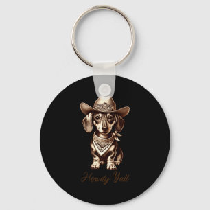 Porte-clés Dachshund Cowboy Chien Saucisse Mignon Cowboy Wein